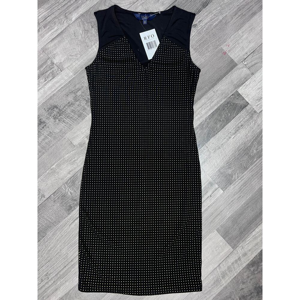 Rachel Roy Black Gold Studded Bodycon Midi Dress XS NWT - Picture 2 of 8